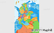 Political Simple Map of Colombia, political shades outside