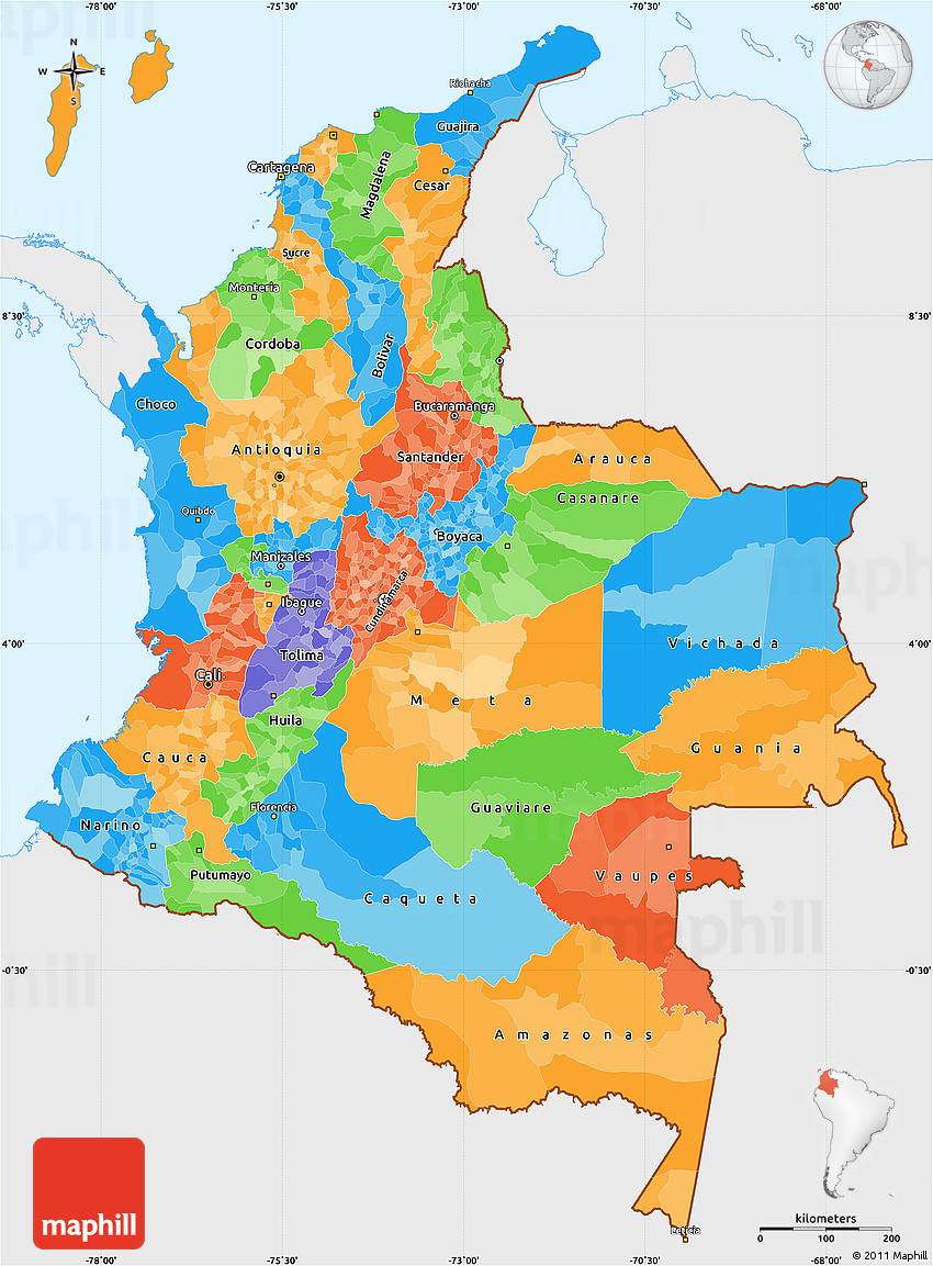 Colombia Highly Detailed Editable Political Map With Labeling Stock My Xxx Hot Girl 0512