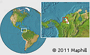 Satellite Location Map of Tolu, highlighted parent region