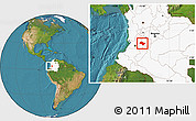 Satellite Location Map of Chaparral, highlighted country