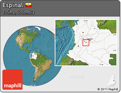 Satellite Location Map of Espinal, highlighted country