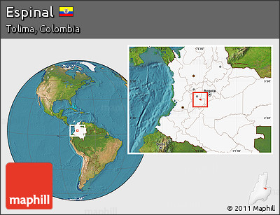 Satellite Location Map of Espinal, highlighted country