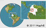 Satellite Location Map of Espinal, highlighted country, highlighted parent region, within the entire country