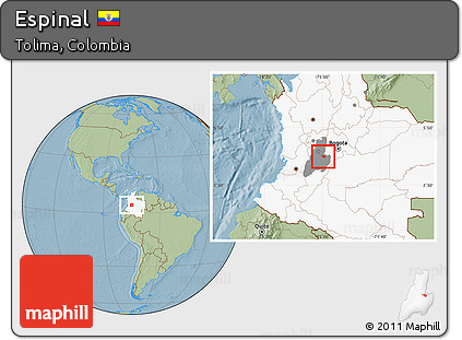 Savanna Style Location Map of Espinal, highlighted country, highlighted parent region, hill shading