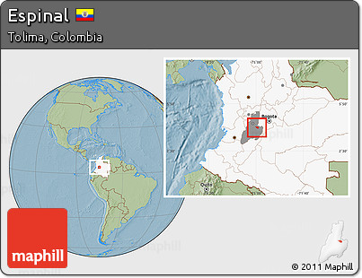 Savanna Style Location Map of Espinal, highlighted country, highlighted parent region, hill shading