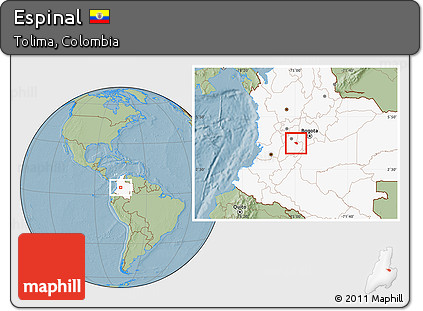 Savanna Style Location Map of Espinal, highlighted country, hill shading