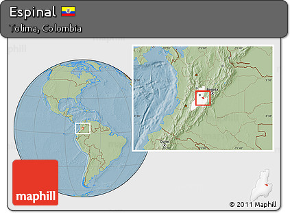 Savanna Style Location Map of Espinal, highlighted parent region, hill shading