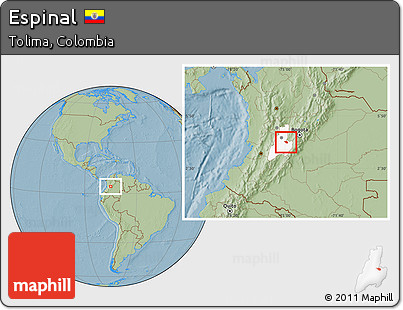Savanna Style Location Map of Espinal, highlighted parent region, hill shading