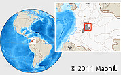 Shaded Relief Location Map of Espinal, highlighted country, highlighted parent region