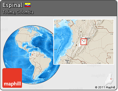Shaded Relief Location Map of Espinal, highlighted parent region