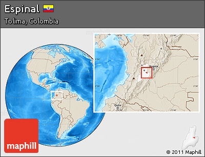 Shaded Relief Location Map of Espinal, highlighted parent region