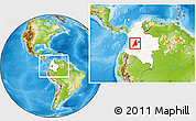 Physical Location Map of Tolima, highlighted country, within the entire country