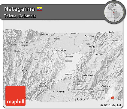 Silver Style 3D Map of Natagaima