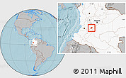 Gray Location Map of Natagaima, highlighted country, hill shading