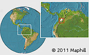 Satellite Location Map of Natagaima, highlighted parent region, within the entire country