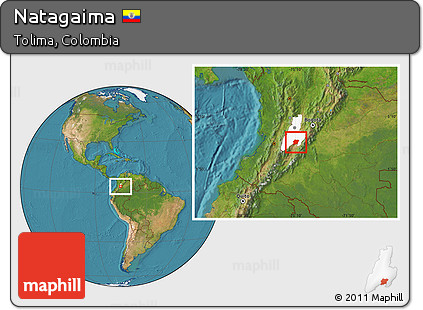 Satellite Location Map of Natagaima, highlighted parent region