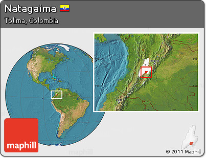 Satellite Location Map of Natagaima, highlighted parent region
