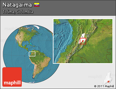 Satellite Location Map of Natagaima, highlighted parent region