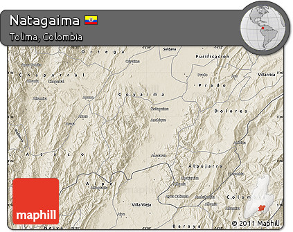 Shaded Relief Map of Natagaima