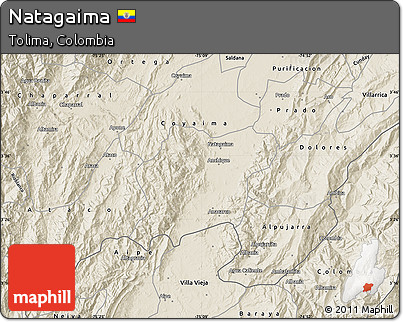 Shaded Relief Map of Natagaima