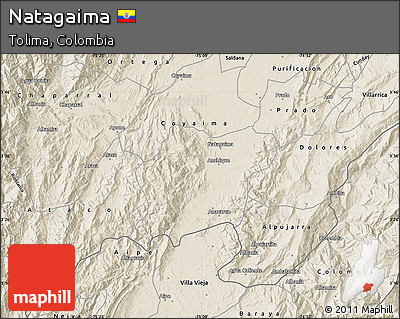 Shaded Relief Map of Natagaima
