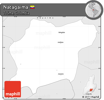 Silver Style Simple Map of Natagaima