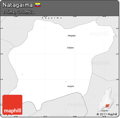 Silver Style Simple Map of Natagaima