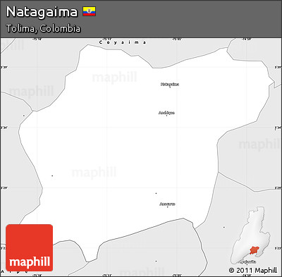 Silver Style Simple Map of Natagaima