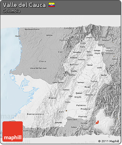 Gray 3D Map of Valle Del Cauca