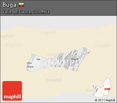 Classic Style 3D Map of Buga, single color outside