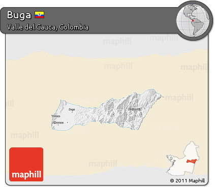 Classic Style 3D Map of Buga, single color outside