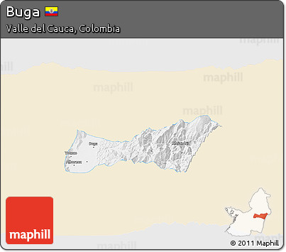 Classic Style 3D Map of Buga, single color outside