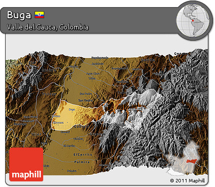 Physical 3D Map of Buga, darken