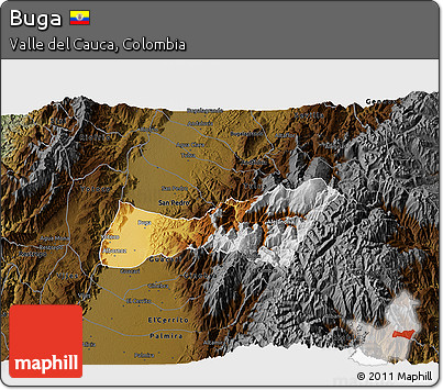 Physical 3D Map of Buga, darken