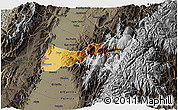 Physical 3D Map of Buga, darken, semi-desaturated