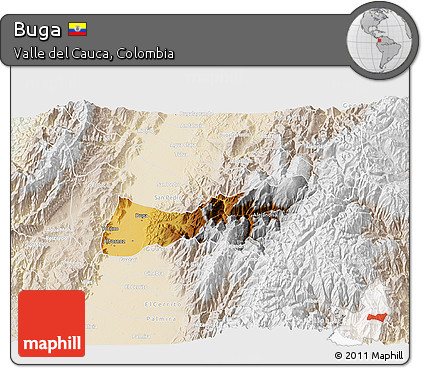 Physical 3D Map of Buga, lighten