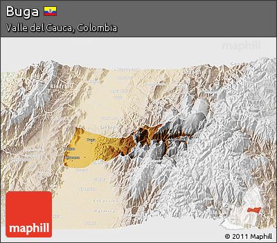 Physical 3D Map of Buga, lighten
