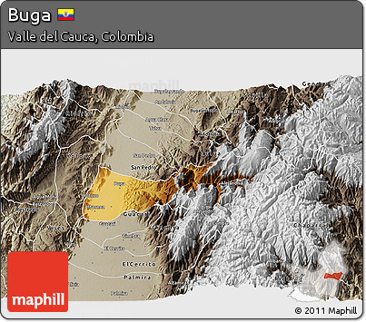 Physical 3D Map of Buga, semi-desaturated