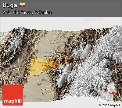 Physical 3D Map of Buga, semi-desaturated