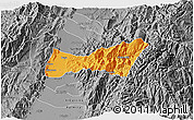 Political 3D Map of Buga, desaturated