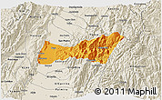 Political 3D Map of Buga, shaded relief outside