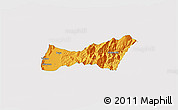 Political 3D Map of Buga, single color outside