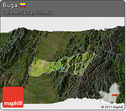 Satellite 3D Map of Buga, darken