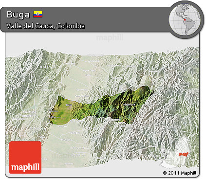 Satellite 3D Map of Buga, lighten
