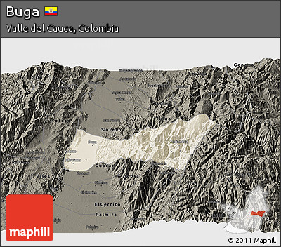 Shaded Relief 3D Map of Buga, darken