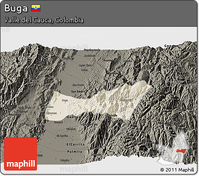 Shaded Relief 3D Map of Buga, darken