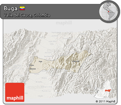 Shaded Relief 3D Map of Buga, lighten