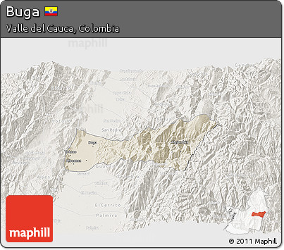 Shaded Relief 3D Map of Buga, lighten