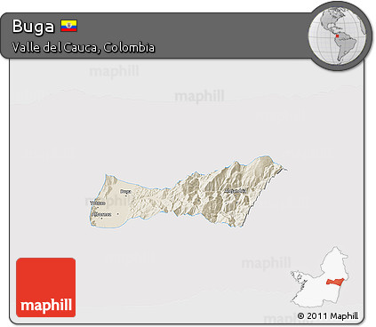 Shaded Relief 3D Map of Buga, single color outside