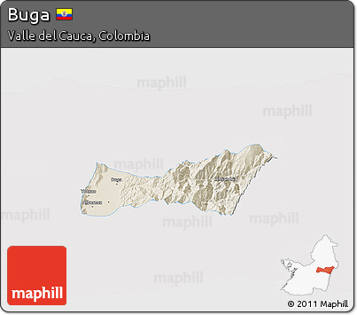 Shaded Relief 3D Map of Buga, single color outside